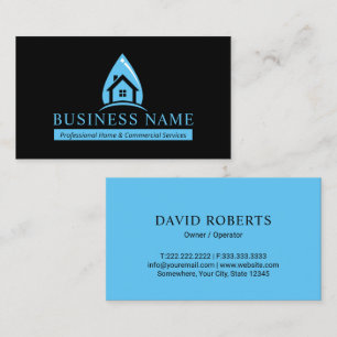 Carte De Visite Nettoyage de la maison Eau Dépotoir Logo Entretien