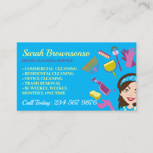 Carte De Visite Nettoyage de la maison Laver Janitorial Lady Carto