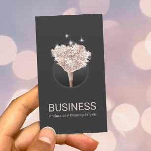 Carte De Visite Nettoyage de la maison Rose or plume Duster gris f