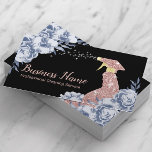Carte De Visite Nettoyage de la maison Service de ménage Vintage b<br><div class="desc">Service de nettoyage de la maison Vintage Blue Floral Black Carte de visite.</div>
