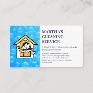 Carte De Visite Nettoyage de la servante de dessin animé   Bulles 