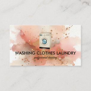 Carte De Visite Nettoyage de linge Vêtements Aquarelle Rosegold