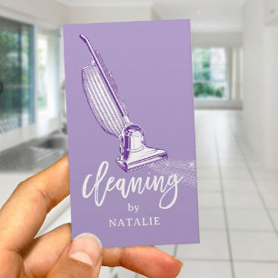 Carte De Visite Nettoyage de maison Aspirateur Rétro Lavande