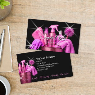 Carte De Visite Nettoyage de maison de commerce rose féminin Entre