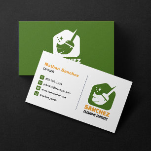 Carte De Visite Nettoyage de maison orange verte Bureau École Nett