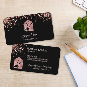 Carte De Visite Nettoyage de maison professionnel Rose Gold Glitte