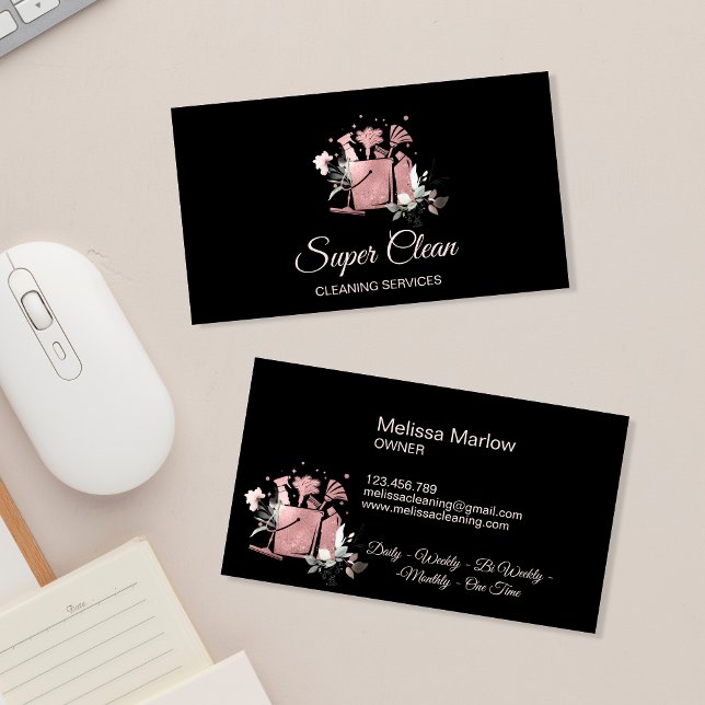Carte De Visite Nettoyage de maison professionnel Rose Gold Glitte (Créateur téléchargé)