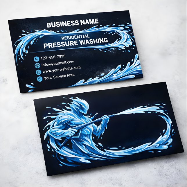 Carte De Visite Nettoyage de Résidences sous Pression Liquide Logo (Créateur téléchargé)