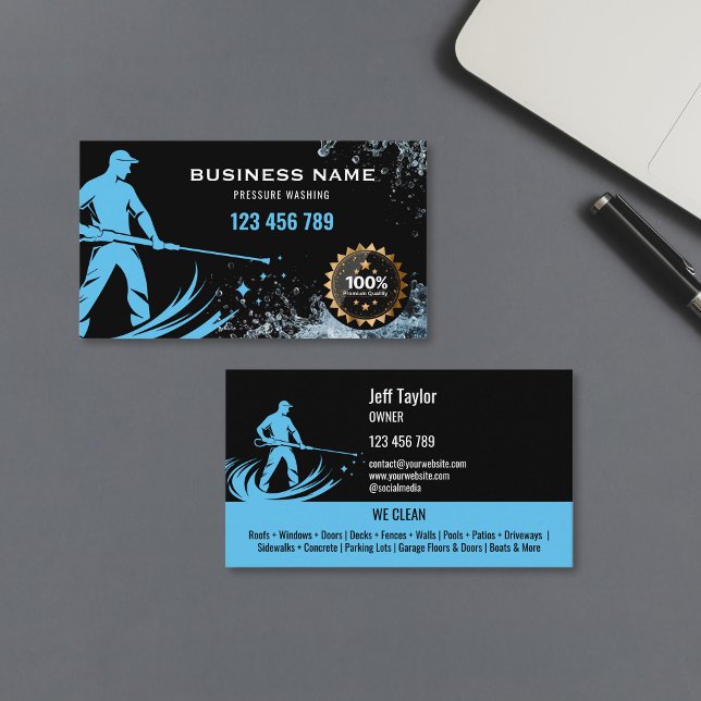 Carte De Visite Nettoyage de toit sous pression professionnel (Créateur téléchargé)