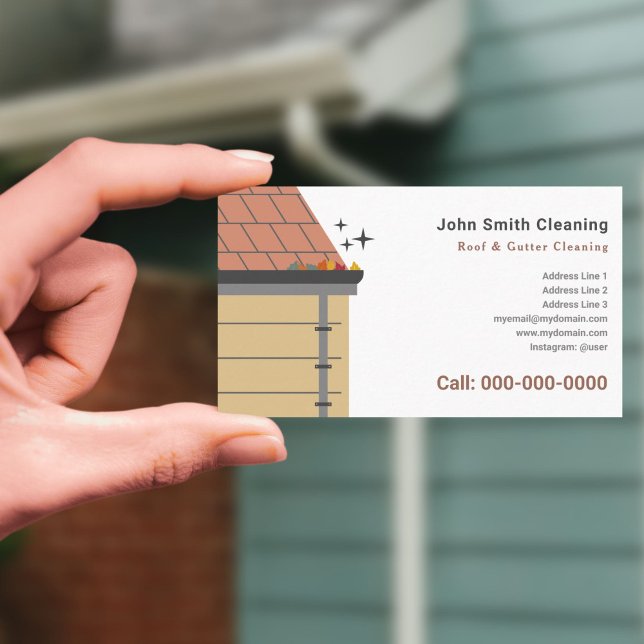 Carte De Visite Nettoyage des toits et des gouttes (Roof & Gutter Cleaning Business Card)