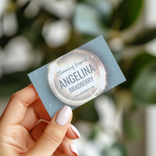 Carte De Visite Nettoyage Expert Service Parties scintillant Cercl (Perfect for business)