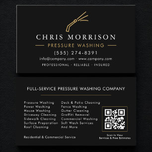 Carte De Visite Nettoyage haute pression Code QR Power Wash
