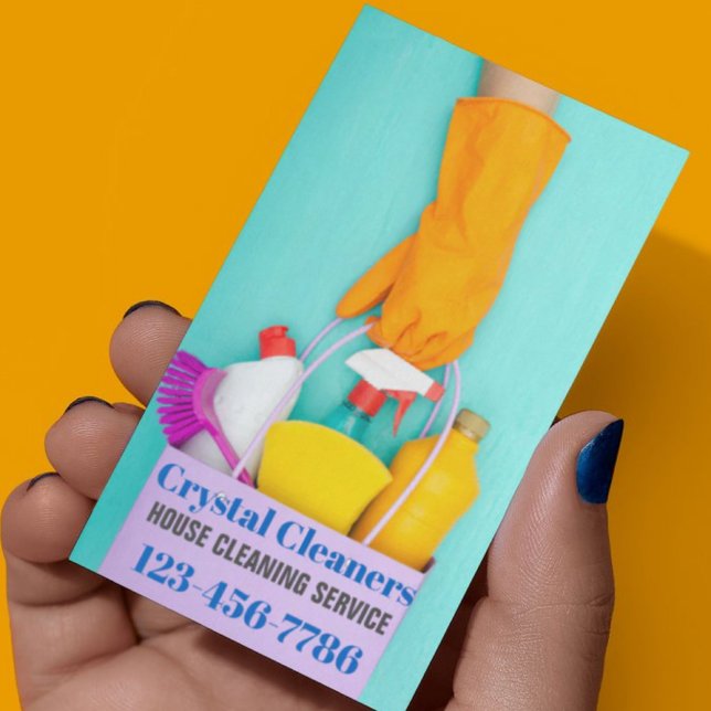Carte De Visite Nettoyage Janitorial Services aux domestiques (Janitorial Cleaning Maid Services Housekeeping Business Card)