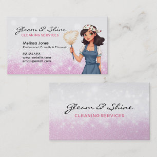 Carte De Visite Nettoyage Lady Cleaner Femme rose Faux Parties sci