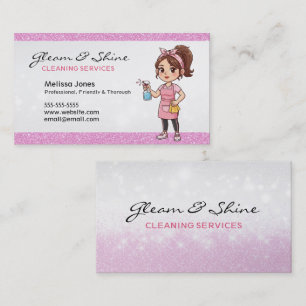 Carte De Visite Nettoyage Lady Cleaner Femme rose Faux Parties sci