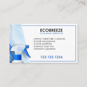 Carte De Visite Nettoyage moderne des bureaux blancs et bleus