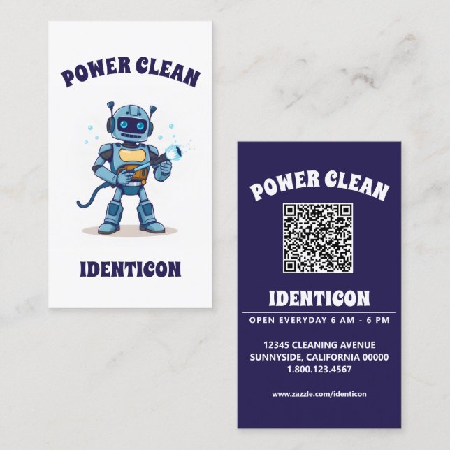 Carte De Visite Nettoyage puissant avec code QR (Devant / Derrière)