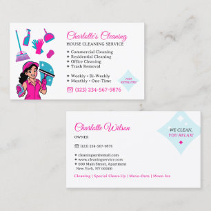 Carte De Visite Nettoyage Résidentiel Commercial Pink Maid