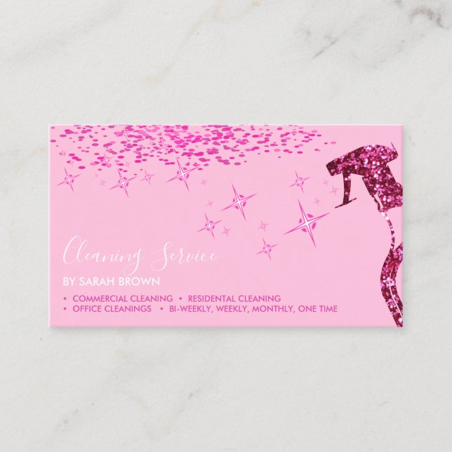 Carte De Visite Nettoyant Maison Brillante Soft Pink Pro Maid en S (Devant)