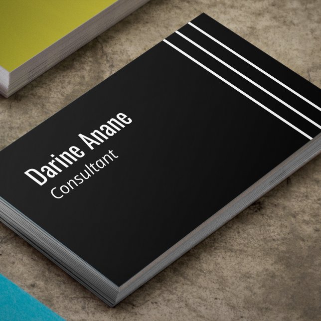 Carte De Visite Nettoyer Elegant Noir & Blanc Stripesd Professionn (Créateur téléchargé)