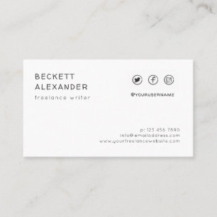 Carte De Visite Nettoyer les médias sociaux minimalistes à un côté