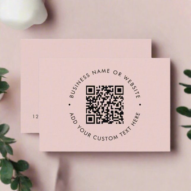 Carte De Visite Nettoyer un code QR simple Promotionnel Blush Pink (Créateur téléchargé)