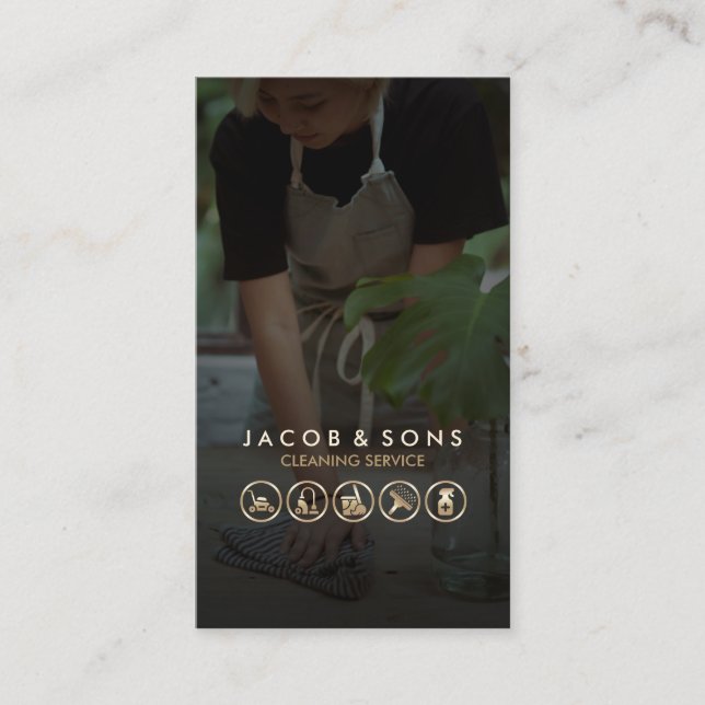 Carte De Visite Nettoyeur d'icônes d'or du service de nettoyage (Devant)