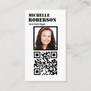 Carte De Visite Nettoyez le code blanc vertical et la photo de qr