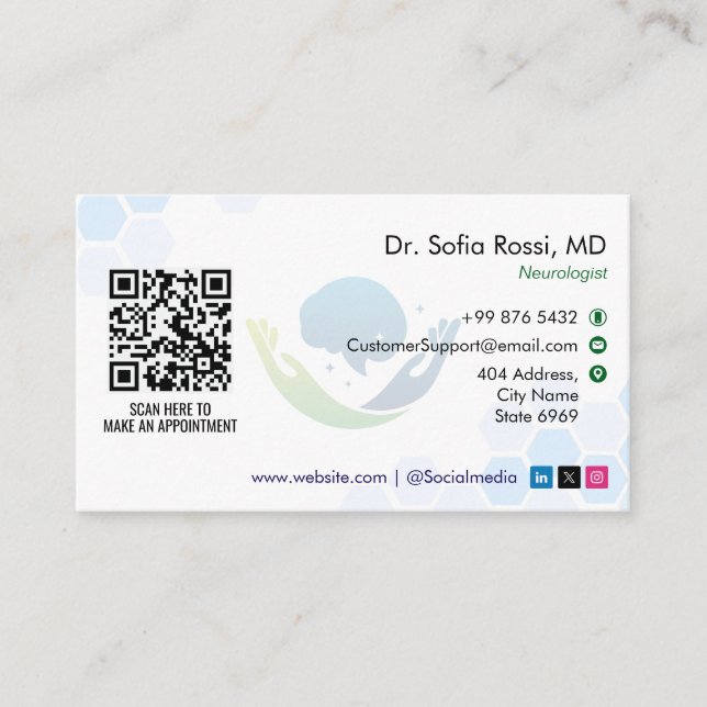 Carte De Visite Neuro Rehab Business | Blanc minimaliste (Devant)