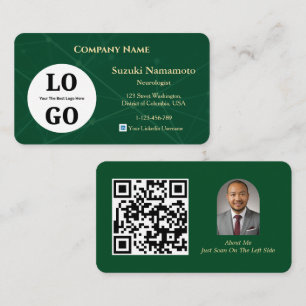 Carte de visite Neurologie Logo personnalisé Vert 