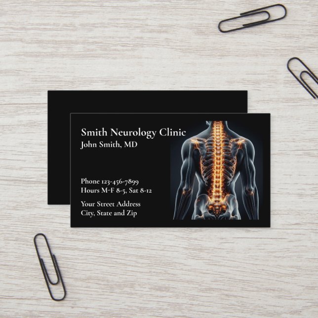 Carte De Visite Neurologist Neurology Neurosurgeon Business Card (Devant/Arrière en situation)