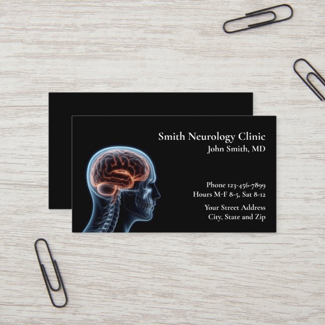 Carte De Visite Neurologist Neurology Neurosurgeon Business Card (Devant/Arrière en situation)