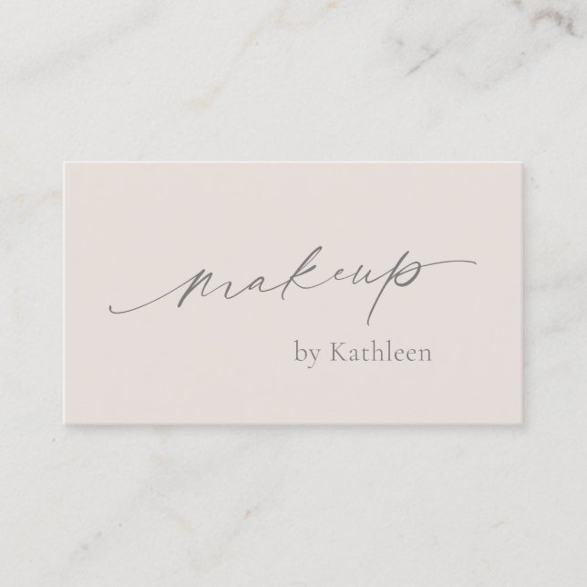 Carte De Visite Neutre Beige QR Code Elégant maquillage Artiste Mo (Devant)