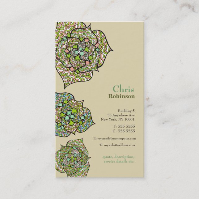 Carte de visite neutre floral d'environnement vert (Devant)