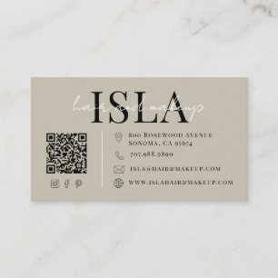 Carte de visite neutre pour coiffeur et maquilleur