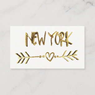 Carte De Visite New York Gold Look Typographie USA City Elegant