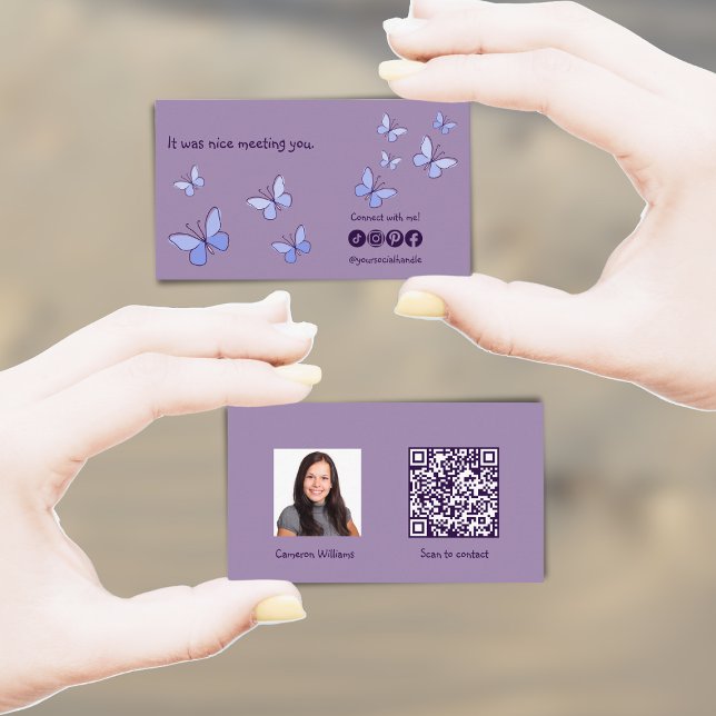 Carte De Visite Nice Moderne Pour Vous Rencontrer Violet Se Connec (Modern Nice To Meet You Purple Connect On Social Business Card)