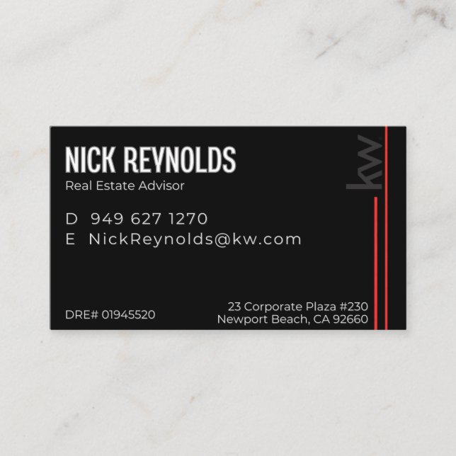 Carte De Visite Nick Reynolds (Devant)
