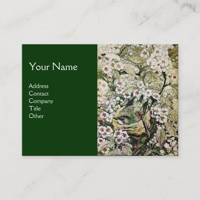 Carte De Visite NID D'OISEAU, monogramme, vert marron blanc (Devant)
