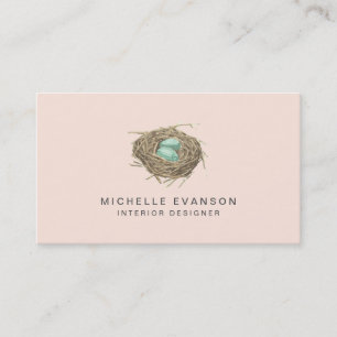Carte De Visite Nid d'oiseau rose simple Élégant professionnel