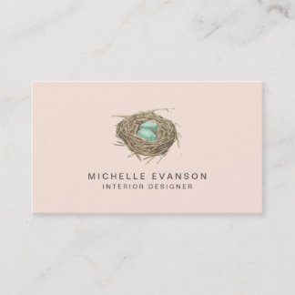 Carte De Visite Nid d'oiseau rose simple Élégant professionnel