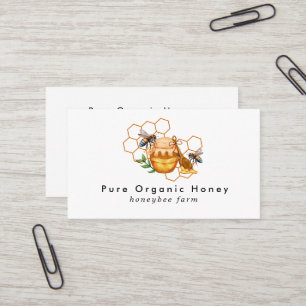 Carte De Visite Nids d'abeille aquarelle moderne avec abeille