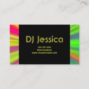 Carte De Visite Night Club Abstrait Neon Light Show DJ Jaune