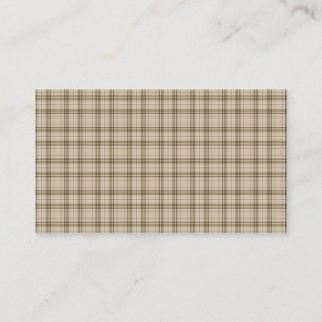 Carte De Visite No. de brun de plaid de tartan, beige et vert 59 (Devant)