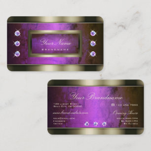 Carte De Visite Nobe Argent avec marbre violet Faux Rhinestones