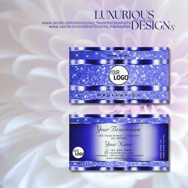 Carte De Visite Noble bleu Parties scintillant brillante Étoiles é (Créateur téléchargé)