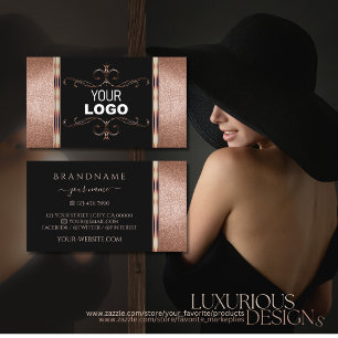 Carte De Visite Noble Rose noir Parties scintillant or ornementale