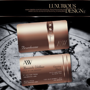 Carte De Visite Noble Rose or Décor Diamants chatoyants Initiales