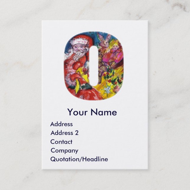 CARTE DE VISITE NOËL À LETTRE / PÈRE NOËL AVEC CADEAUX MONOGRAMME (Devant)