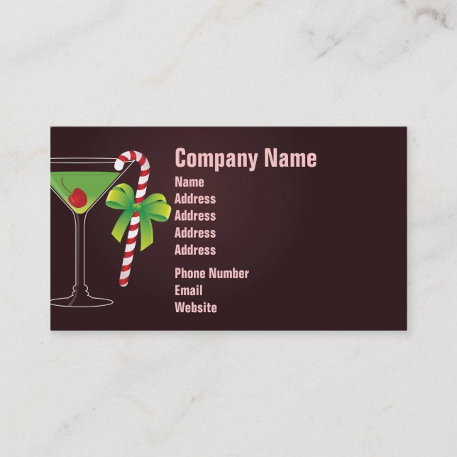 Carte De Visite Noël de cocktail de sucre de canne (Devant)